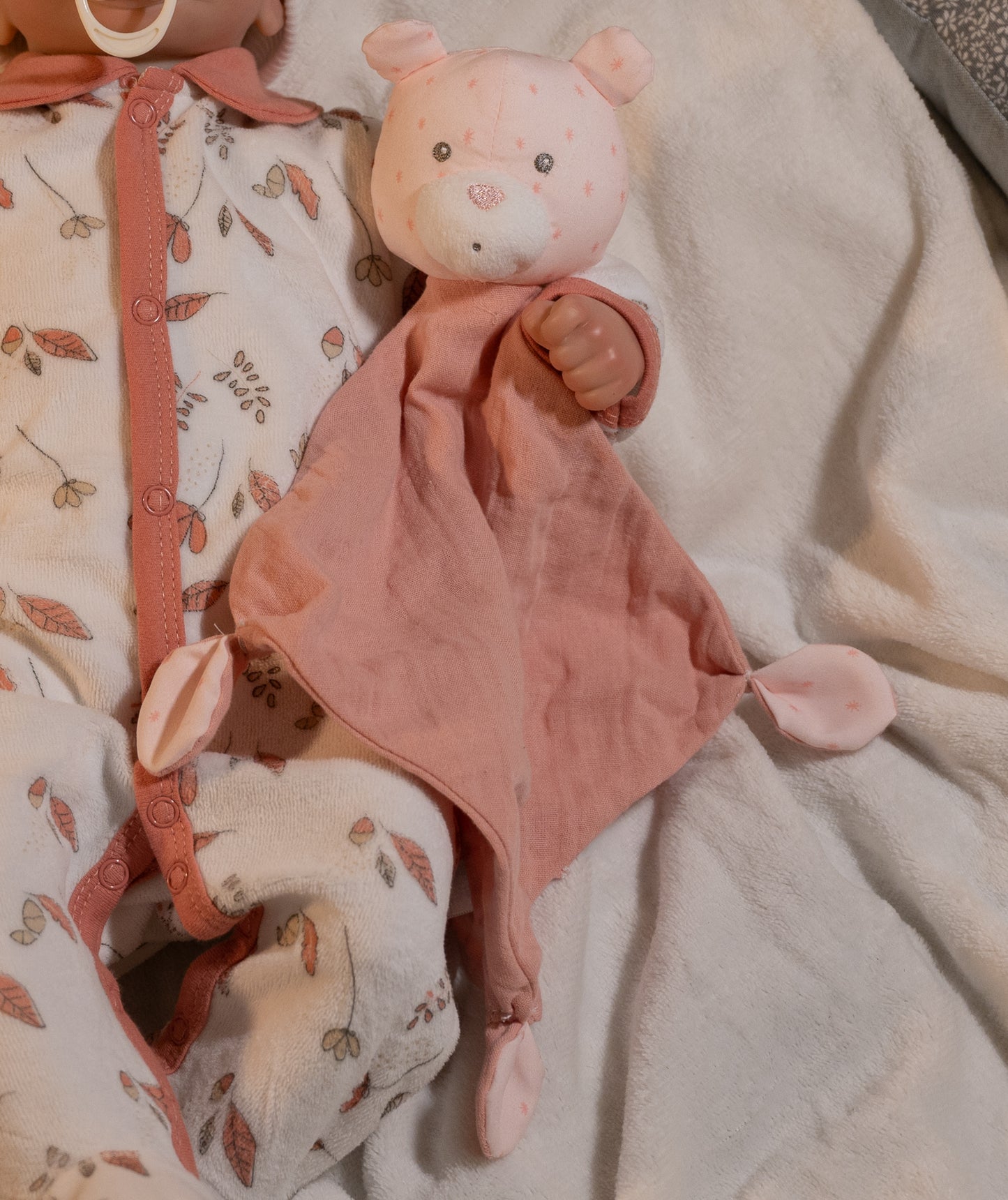 Doudou mouchoir Ourson rose