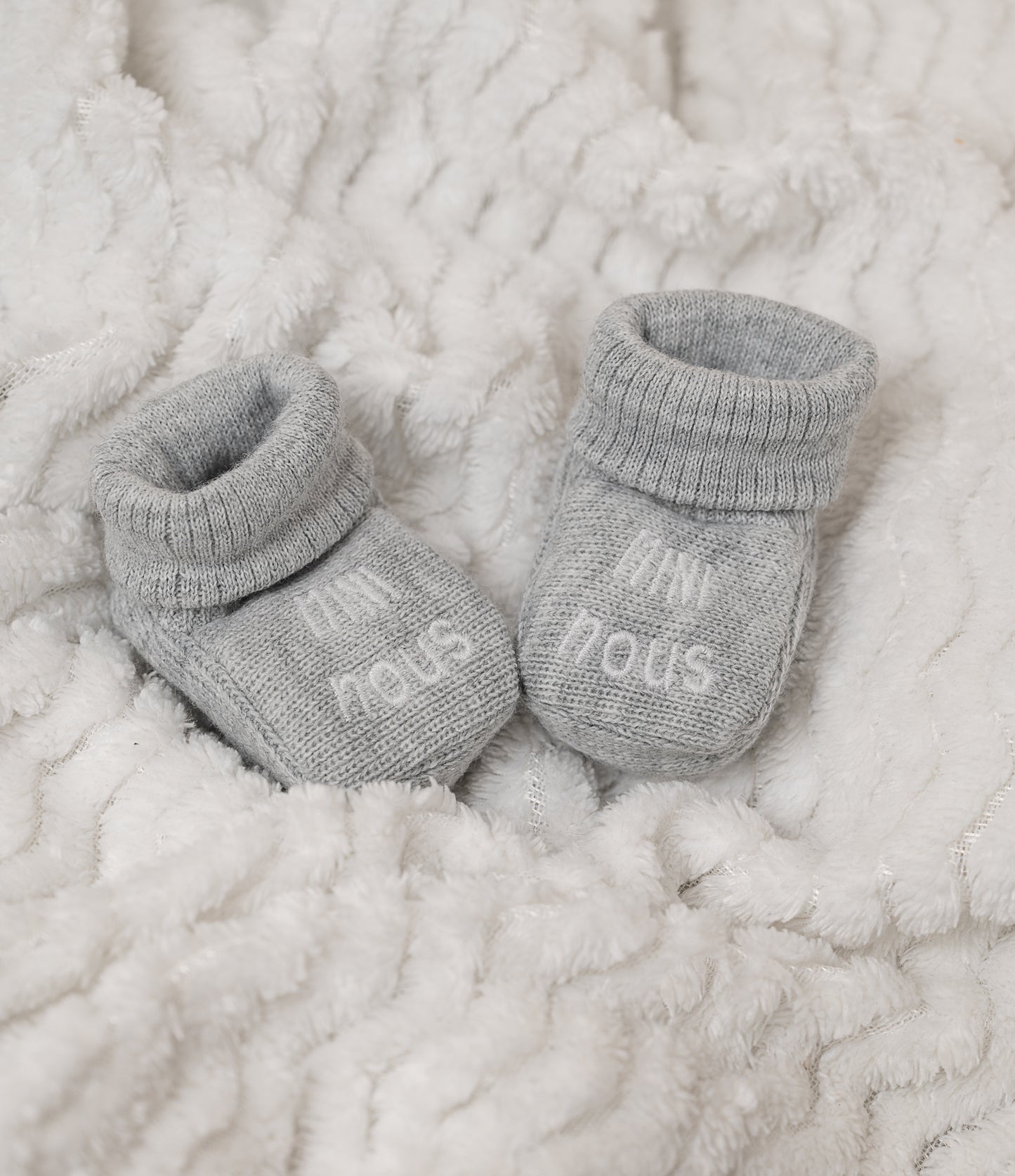 Chaussons brodé MINI NOUS Gris