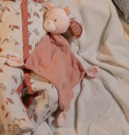 Doudou mouchoir Ourson rose