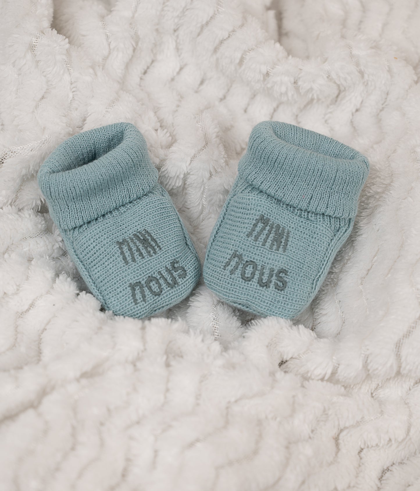 Chaussons brodé MINI NOUS Bleu gris