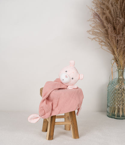 Doudou mouchoir Ourson rose